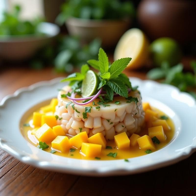 Tartar de Ceviche de Corvina y Mango: Receta Peruana Fresca y Sin Cocción