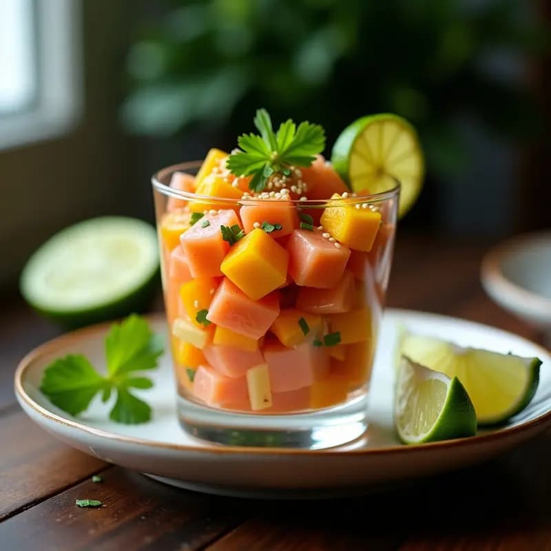 Tartar Ceviche de Salmón y Mango: Receta Fresca, Cruda y Ultra Rápida en 15 Minutos