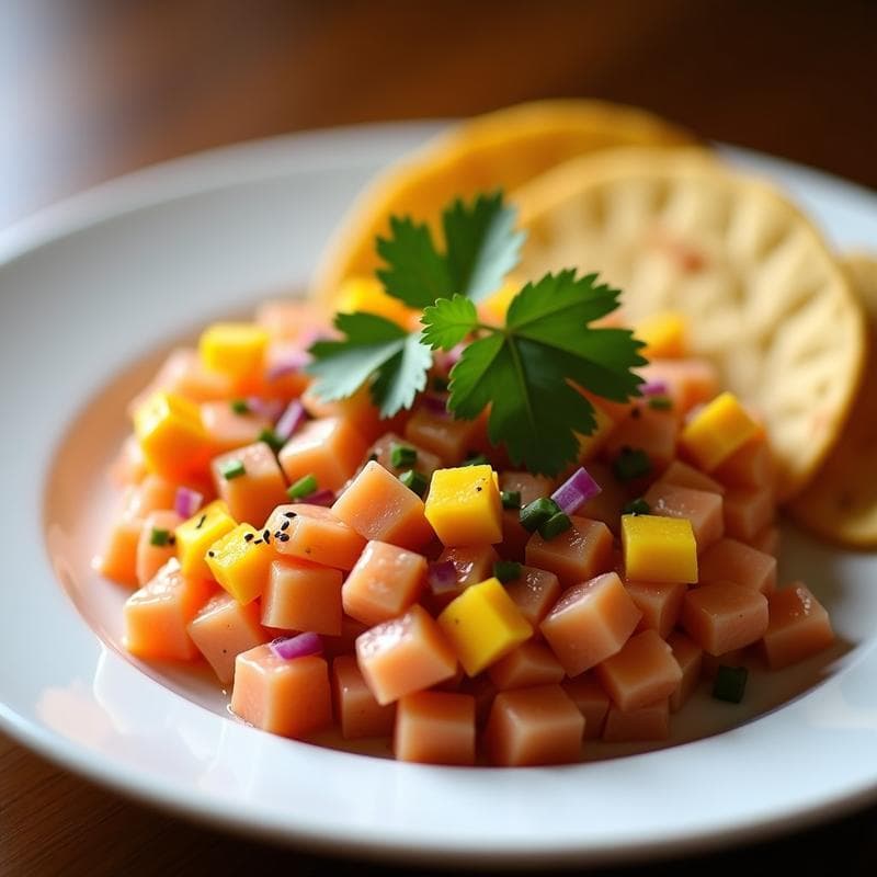 Tartar Ceviche de Salmón y Mango: Receta en Airfryer con Toque Peruano en 15 Minutos