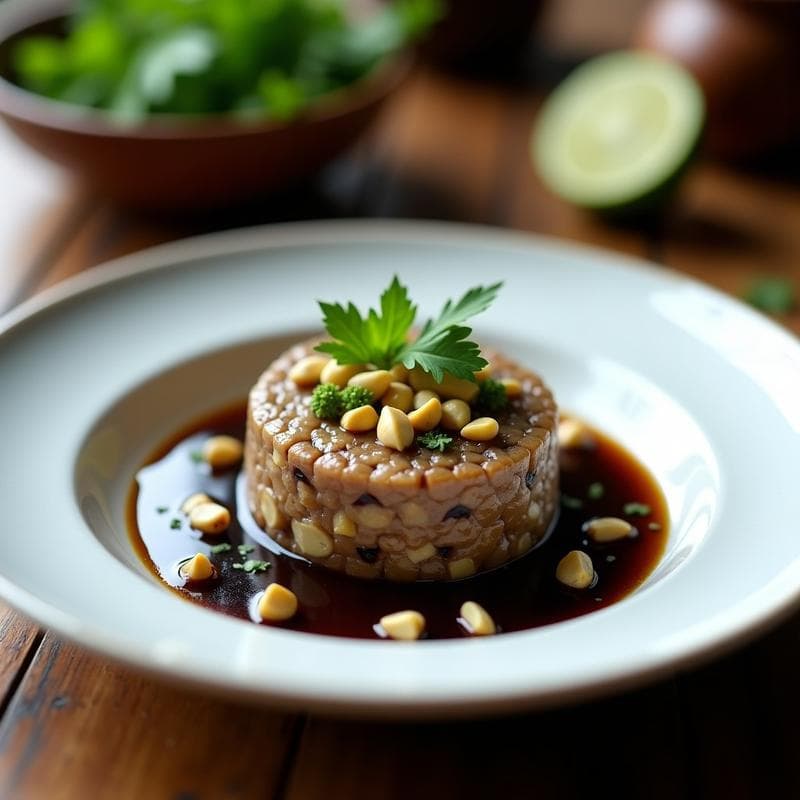 Tartar de Champiñones y Alcachofas con Vinagreta de Trompeta Negra: Receta Vegana y Gourmet