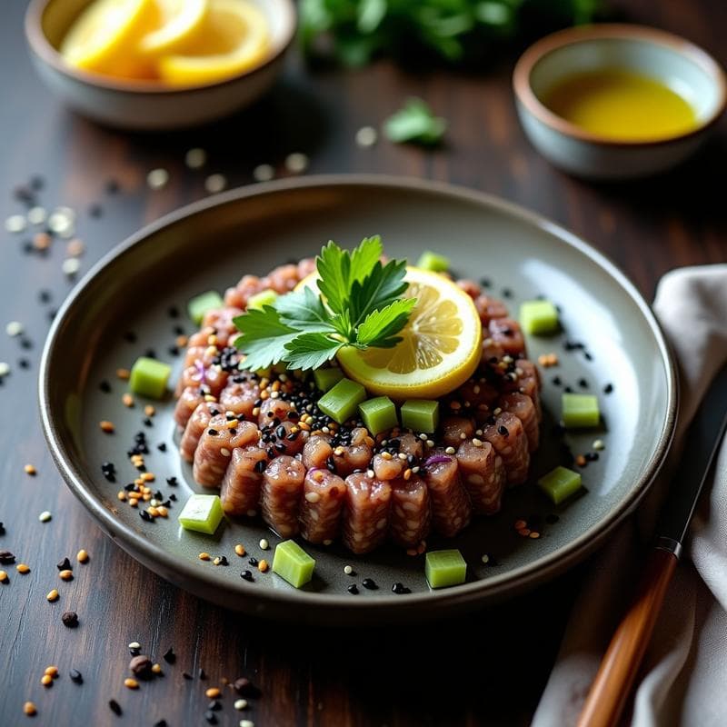 Tartar de Champiñones Portobello y Alcaparras: Receta Crudivegana con Toque de Limón de Yuzu