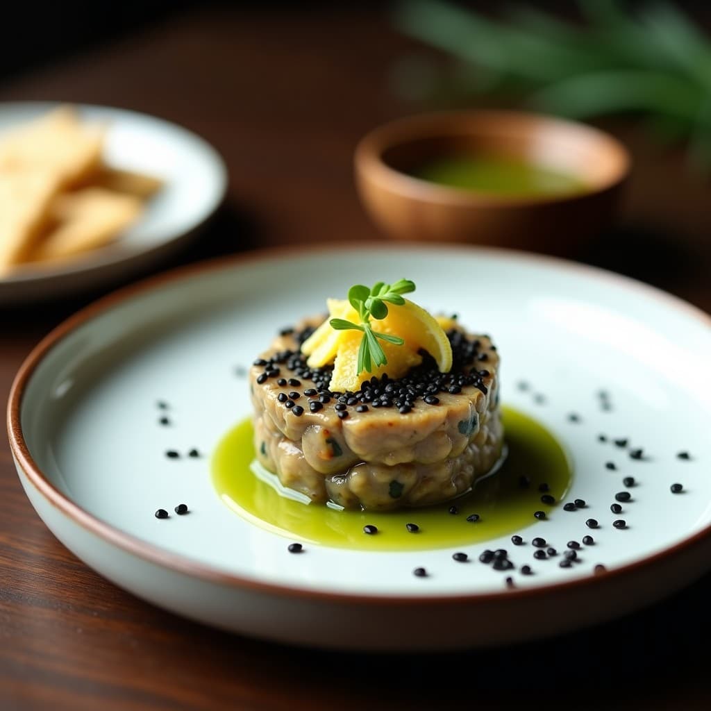 Tartar de Champiñones Portobello con Vinagreta de Wasabi: Receta Vegana de Inspiración Japonesa