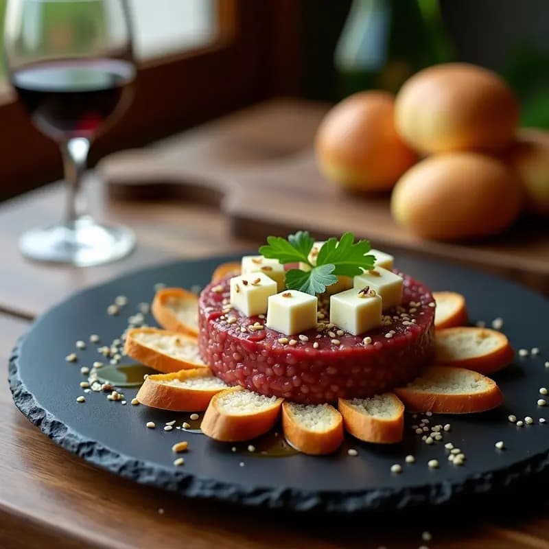 Tartar Manchego de Ciudad Real: Receta con Queso y Ajo Negro en 15 Minutos