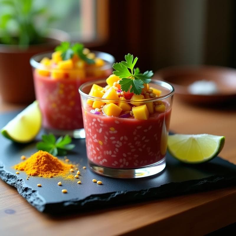 Tartar de Atún Rojo con Cogote de Mango y Ají Amarillo: Receta Peruana Gourmet en 15 Minutos