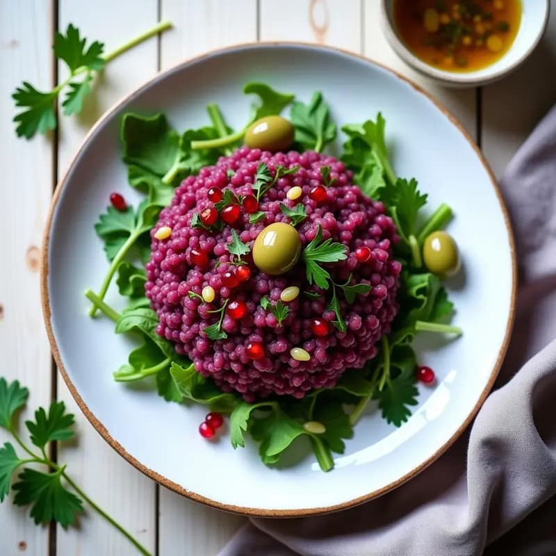 Tartar de Coliflor Morada y Aceitunas Taggiasche: Entrante Crudivegano Gourmet