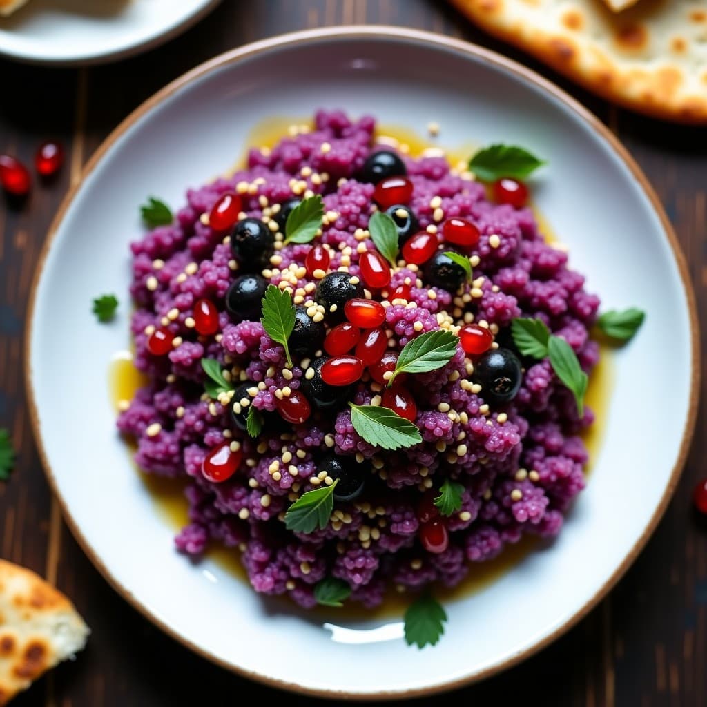 Tartar de Coliflor Morada y Aceitunas Kalamata con Vinagreta de Zaatar: Receta Libanesa Vegana