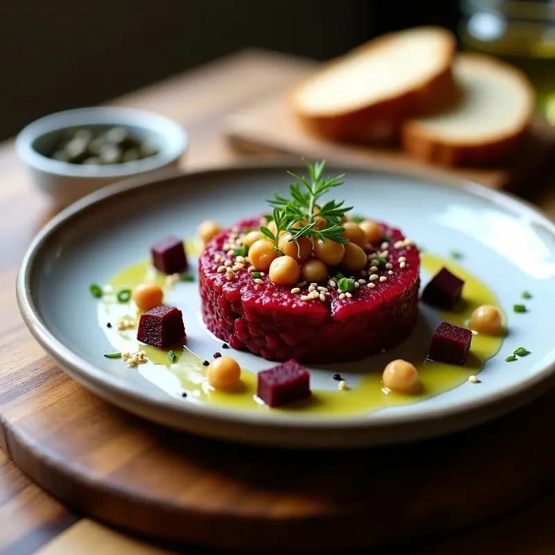 Tartar de Remolacha Ahumada Vegano: Receta Gourmet Sin Cocinar y Alta en Proteína