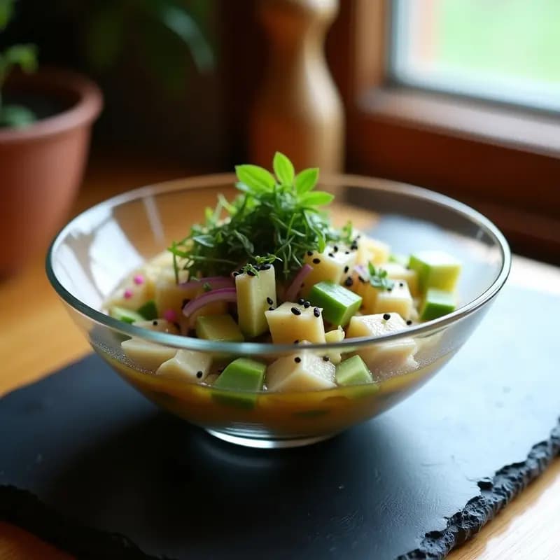 Tartar Diatómico de Algas Marinas: Receta Vegana de Cebiche sin Pescado con Toque Umami