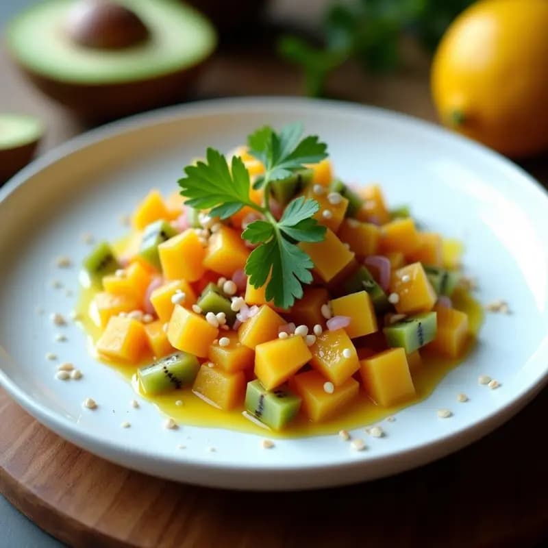 Tartar de Remix de Frutas Tropicales con Vinagreta de Chile de Árbol: Receta Mexicana Fresca