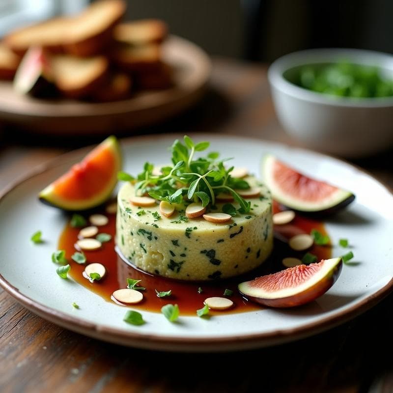 Tartar de Higos Verdes y Queso de Cabra con Vinagreta de Vinagre de Módena: Entrante Portugués