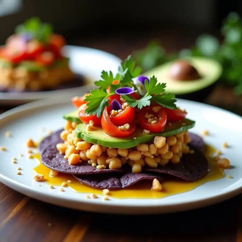 Tartar de Jackfruit Ahumado con Aguacate y Vinagreta de Miel de Agave: Entrante Vegano