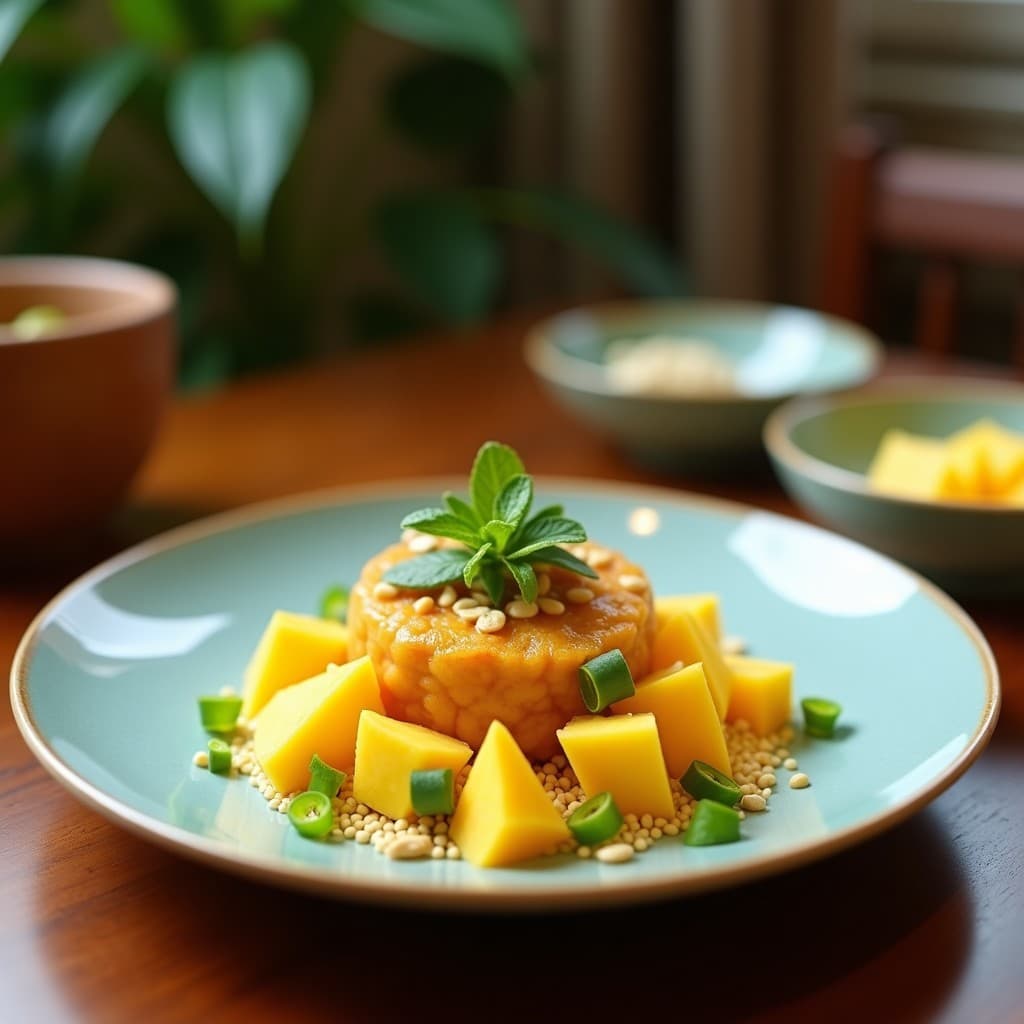 Tartar de Jackfruit y Mango con Aliño de Lima Kaffir: Receta Vegana Tropical Sin Gluten