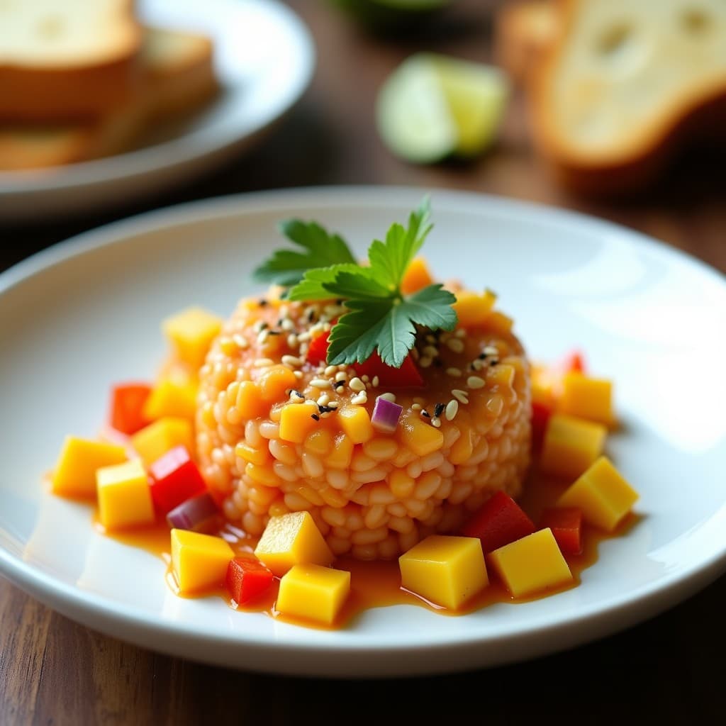 Tartar de Jackfruit con Salsa de Mango Habanero: Receta Vegana Caribena Sin Cocción