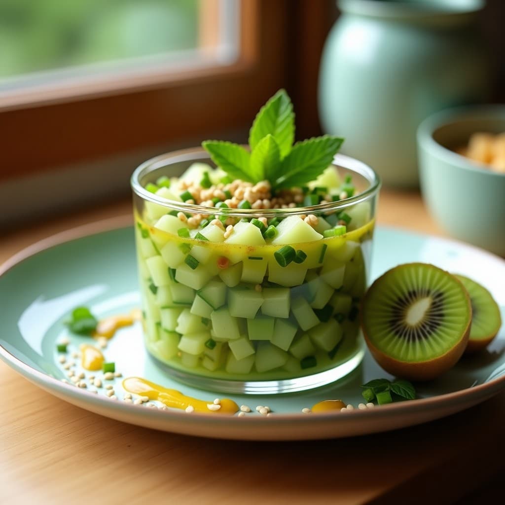 Tartar de Kiwi y Pepino con Vinagreta de Sésamo: Entrante Thai Vegano y Refrescante