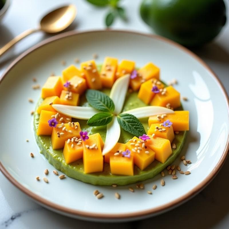 Tартar de Mango y Aguacate con Cruz de Hinojo: Receta Crudivegana y Detox en 10 Minutos