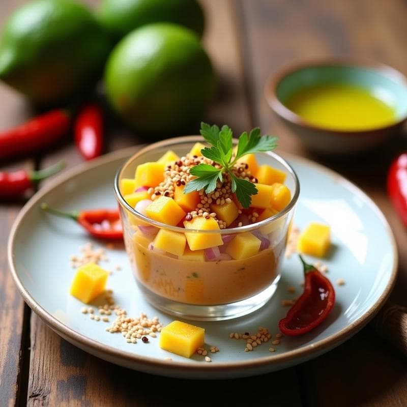 Tartar de Mango y Jicama con Chile de Árbol: Receta Mexicana Vegana Alta en Vitamina C en 10 Minutos