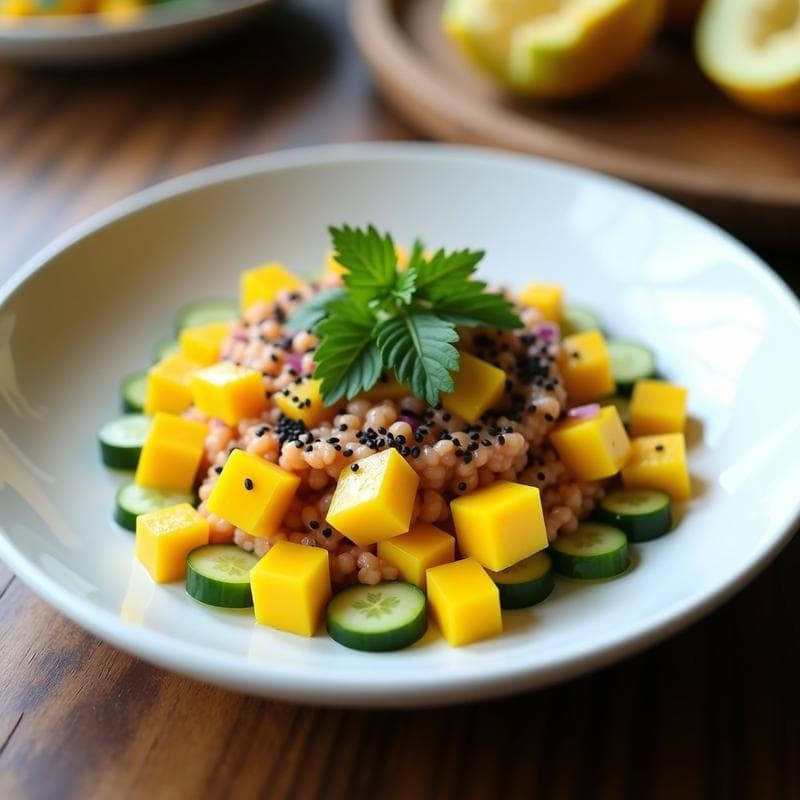 Tartar de Mango y Pepino con Vinagreta de Tamarindo: Entrante Fresco y Sin Cocción en 10 Minutos