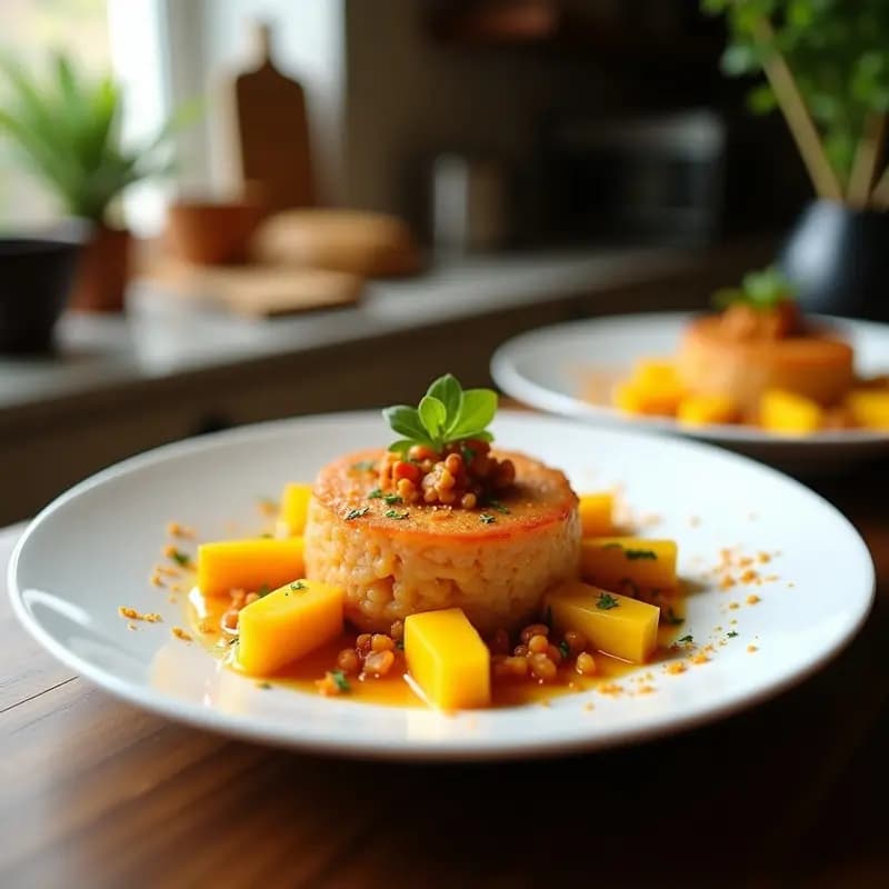 Tartar de Mango y Pimentón con Crujiente de Semillas: Aperitivo Vegano y Sin Gluten