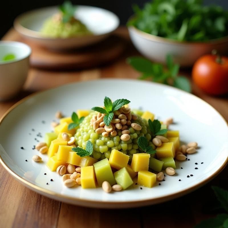 Tartar de Mango Verde y Cacahuete: Receta Tailandesa con Toque Ácido y Crujiente