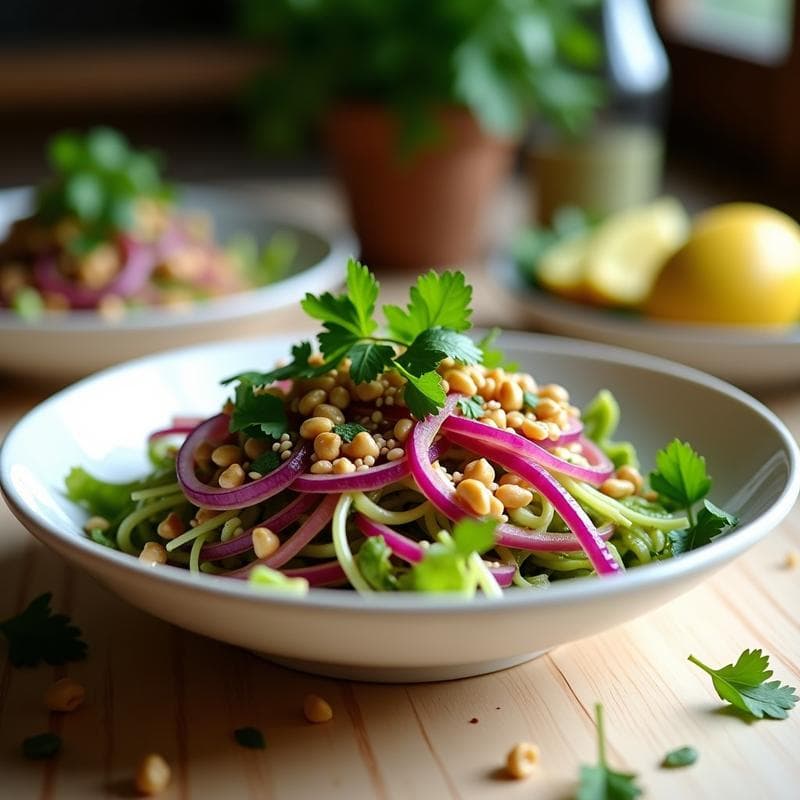 Tartar de Papaya Verde y Cebolla Morada con Vinagreta de Tamarindo: Receta Tailandesa Vegana y Refrescante