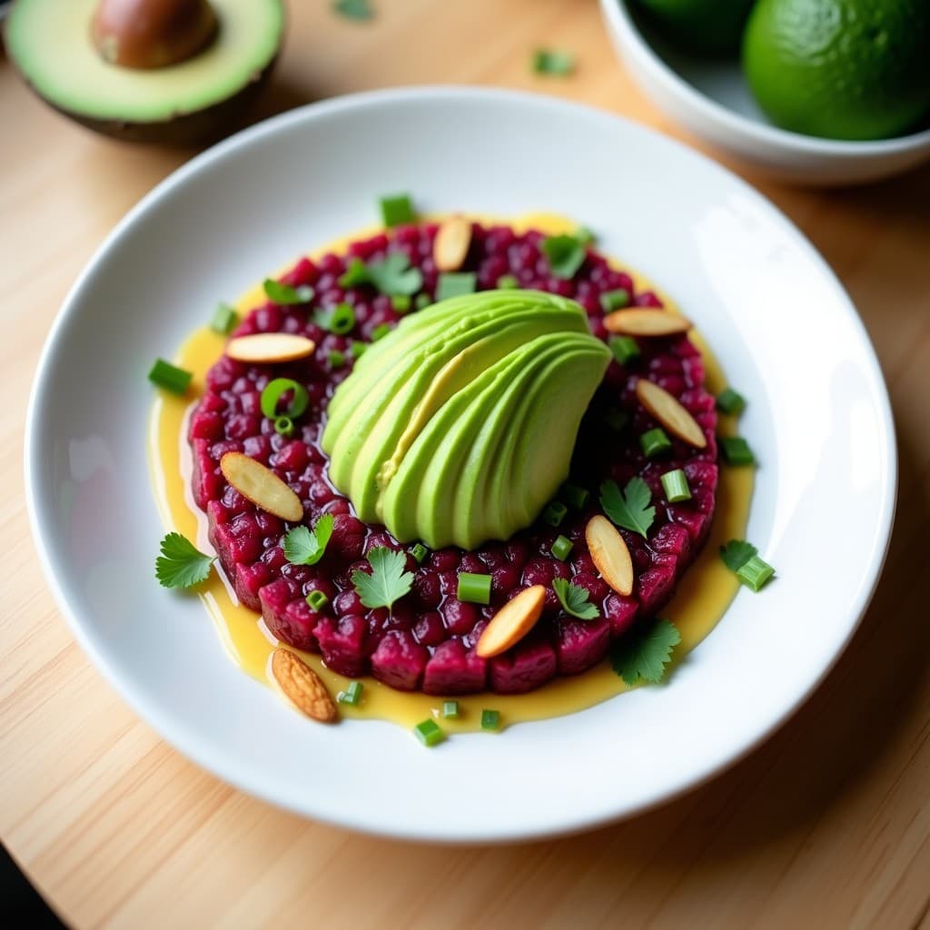Tartar de Remolacha y Aguacate con Vinagreta de Tamarindo: Receta Vegana Antiinflamatoria en 10 Minutos