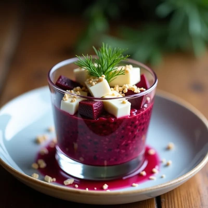 Tartar de Remolacha Ahumada con Tofu y Queso Feta Vegano: Receta Gourmet Sin Cocción