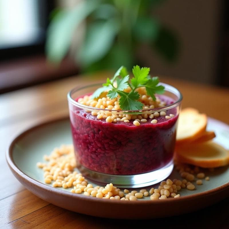 Tartar de Remolacha y Chocho: Receta Vegana con Toque Andino y Crunch de Quinoa