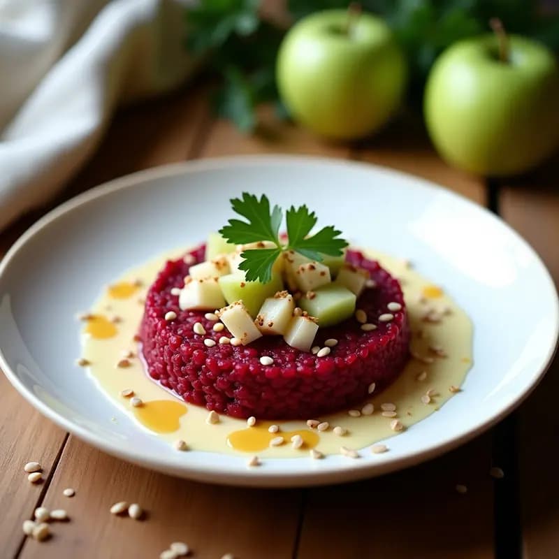 Tartar de Remolacha Crudivegano con Aderezo de Mostaza: Receta Fresca y Alta en Nutrientes
