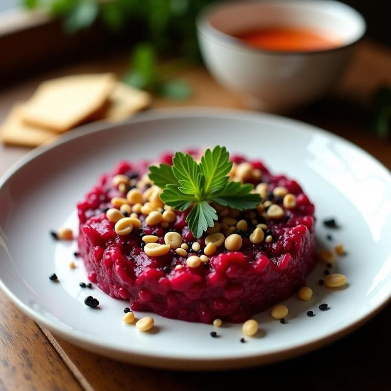 Tartar de Remolacha y Gochujang: Receta Vegana Picante en 15 Minutos con Toque Coreano