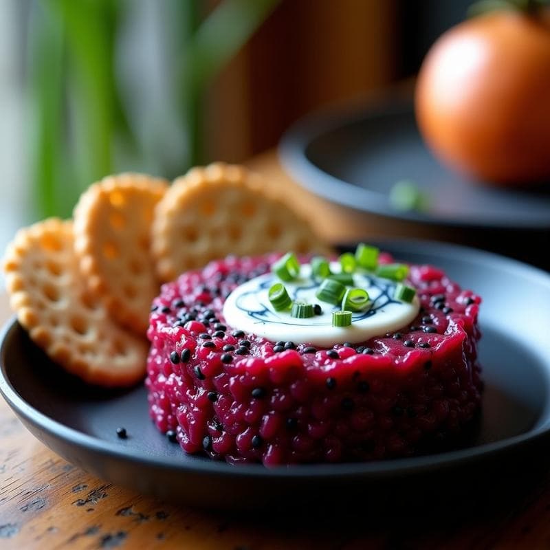 Tartar de Remolacha y Queso Azul Vegano: Receta Crudivegana con Umami Explosivo en 15 Minutos