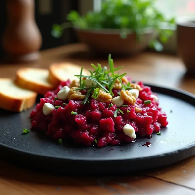 Tartar de Remolacha y Queso de Cabra Ahumado: Receta Gourmet Fácil y Sin Cocción