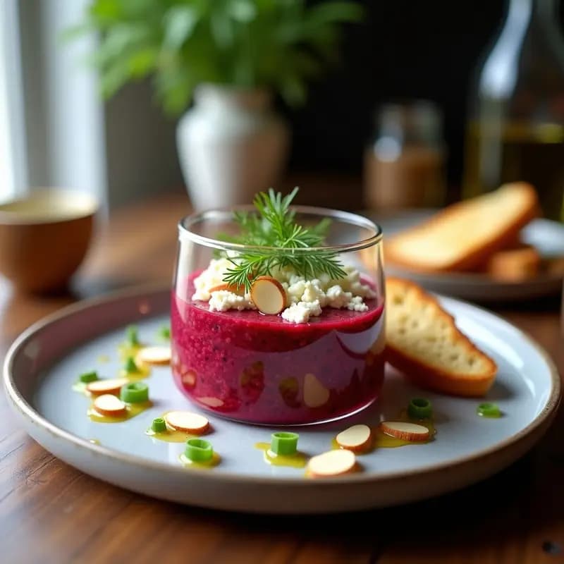 Tartar de Remolacha y Queso de Cabra con Eneldo: Receta Vegana Sin Horno en 15 Minutos