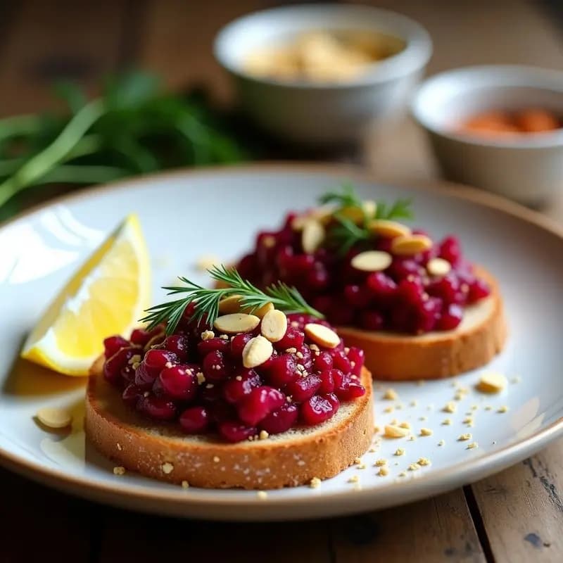 Tartar de Remolacha Vegano: Alternativa al Salmón Ahumado con Toque Citrico y Crujiente
