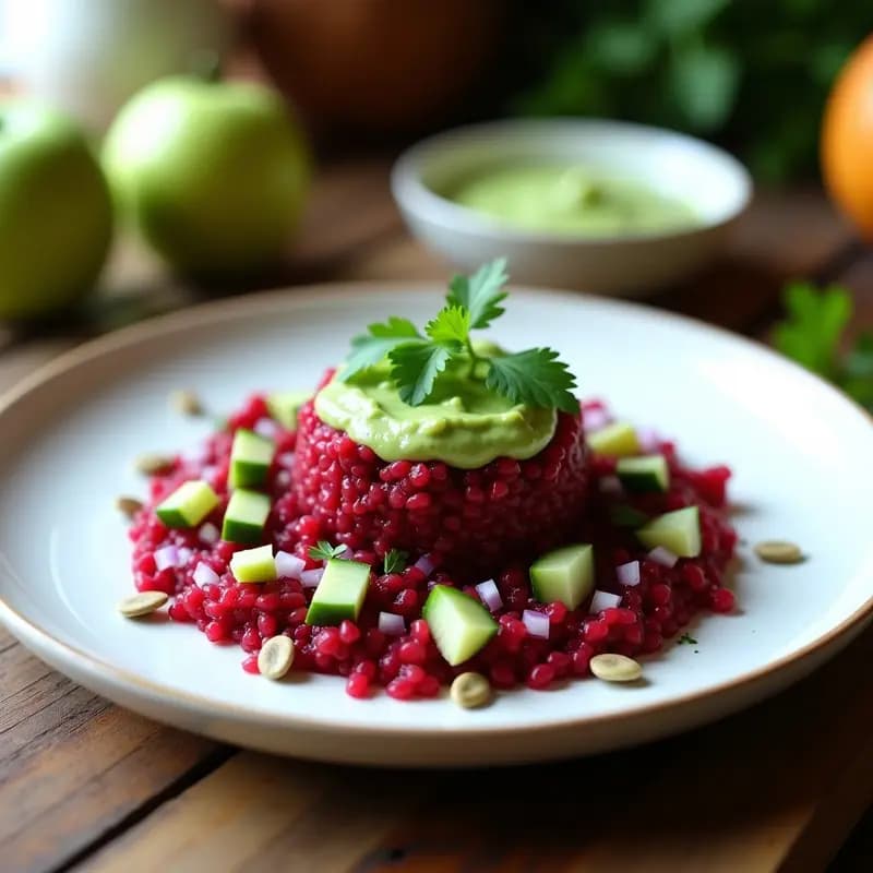 Tartar de Remolacha Vegano con Salsa de Pepita: Receta Crudivegana y Alta en Proteína