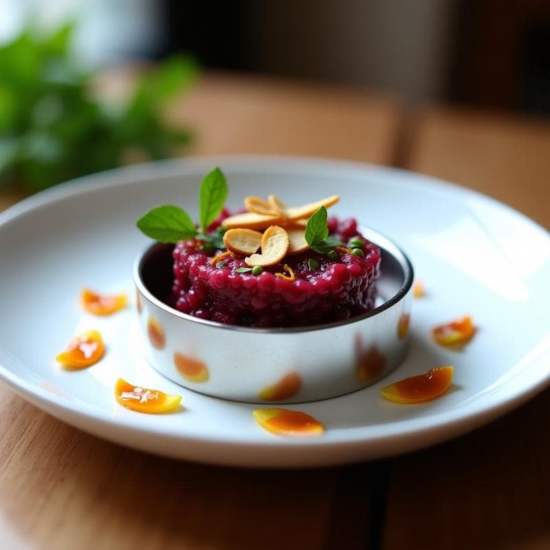 Tartar de Remolacha y Azafrán con Almendras Tostadas: Receta Vegana Gourmet en 15 Minutos
