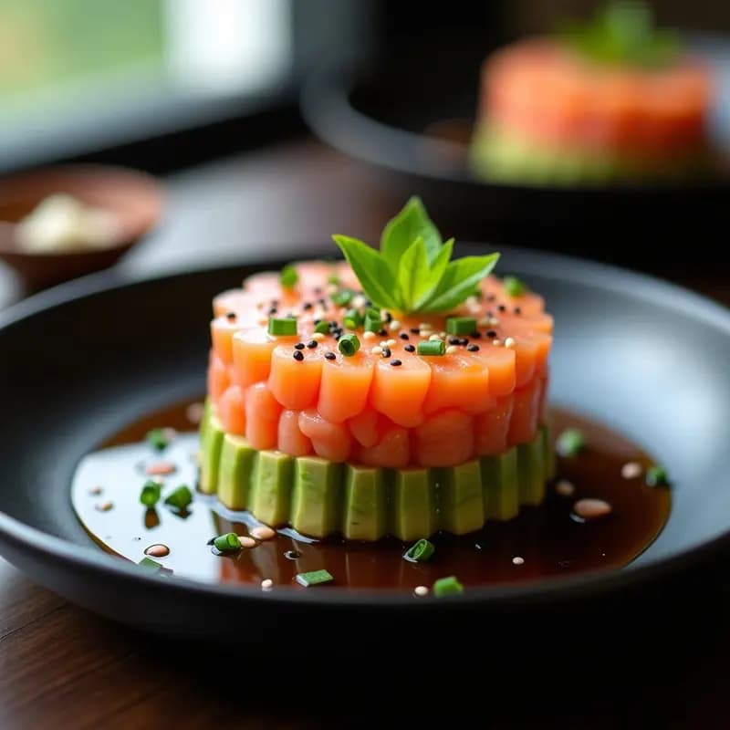 Tartar de Salmón con Aguacate y Salsa de Gengibre: Receta Japonesa Alta en Omega-3