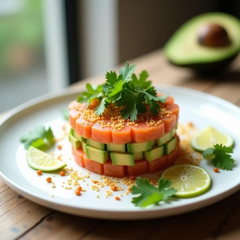 Tartar de Salmón y Aguacate con Lima: Receta en Airfryer Sin Cocinar en 15 Minutos