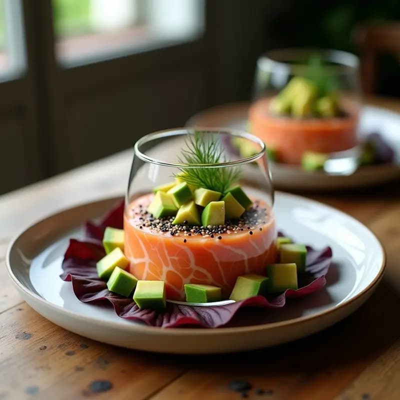 Tartar de Salmón con Aguacate y Sésamo Negro: Receta Francesa Sin Gluten en 10 Minutos
