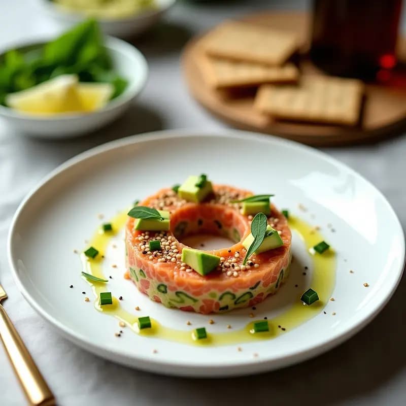Tartar de Salmón y Aguacate con Zaatar: Receta en Airfryer Sin Crudo y Alta en Omega-3