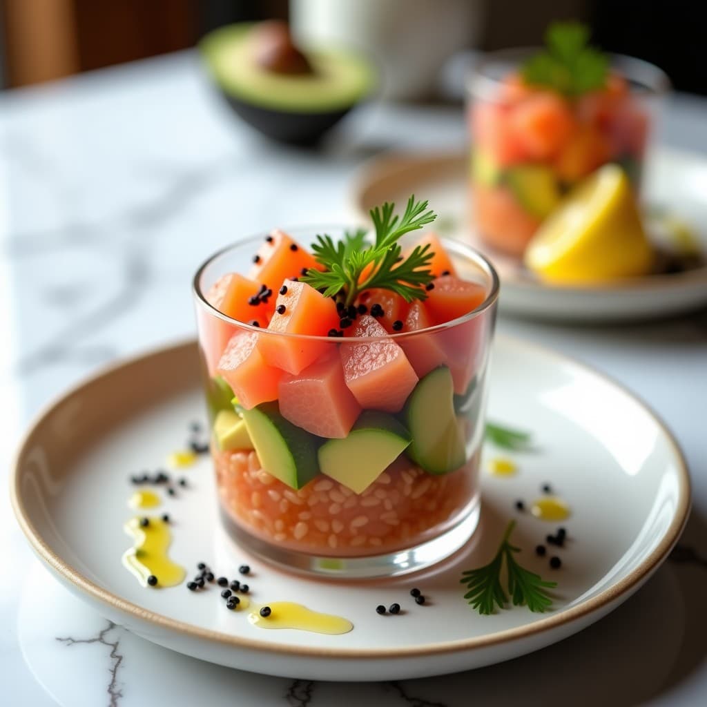 Tartar de Salmón Ahumado con Aguacate y Granito de Pomelo Rosa: Receta Escandinava Crudivegana