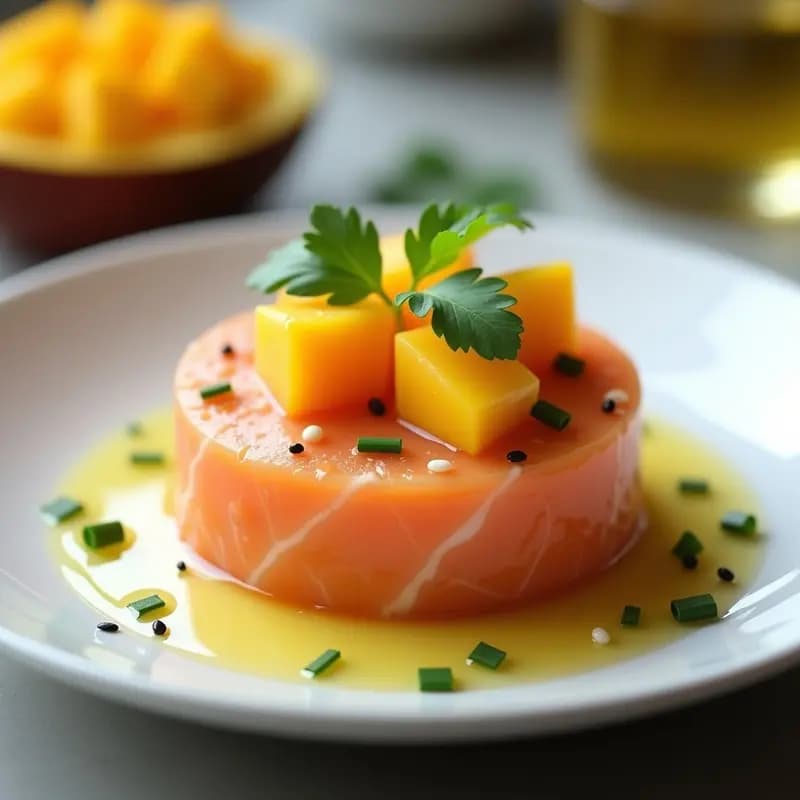 Tartar de Salmón Ahumado y Mango: Entrada Francesa con Toque Exótico en 15 Minutos
