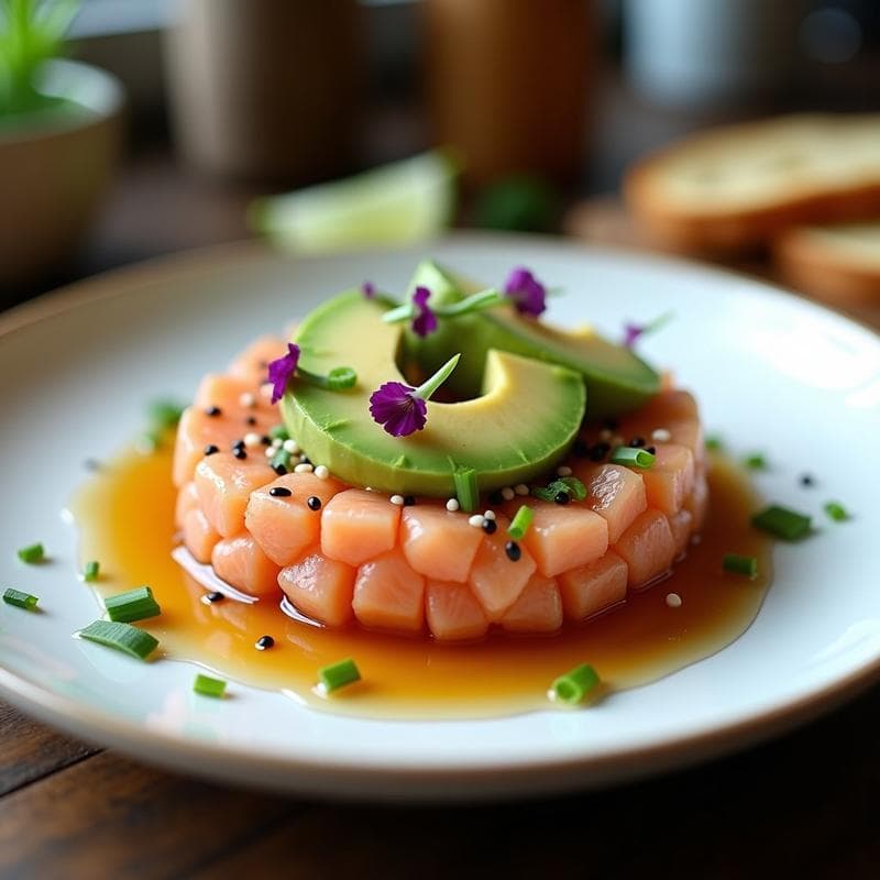 Tartar de Salmón y Aguacate con Sésamo: Receta Japonesa Ultra Fresca en 15 Minutos