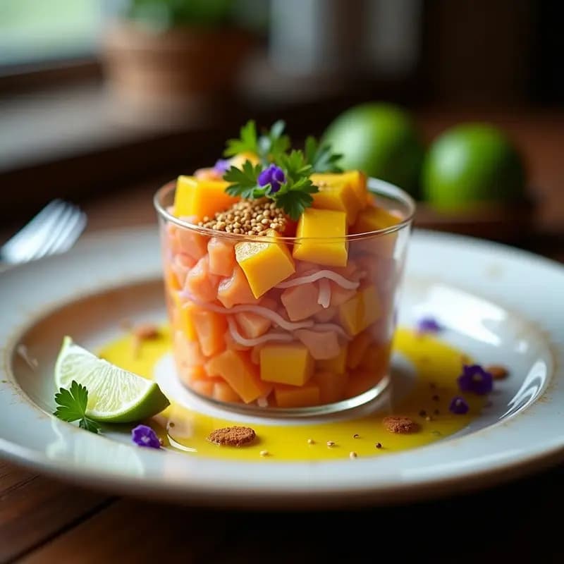 Tartar de Salmón y Mango con Vinagreta de Lima: Receta Peruana Fresca y Ligera