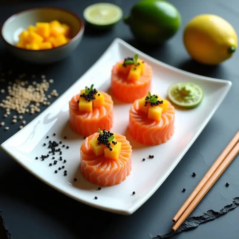 Tartar de Salmón con Mango y Wasabi: Aperitivo Japonés Fresco y Keto