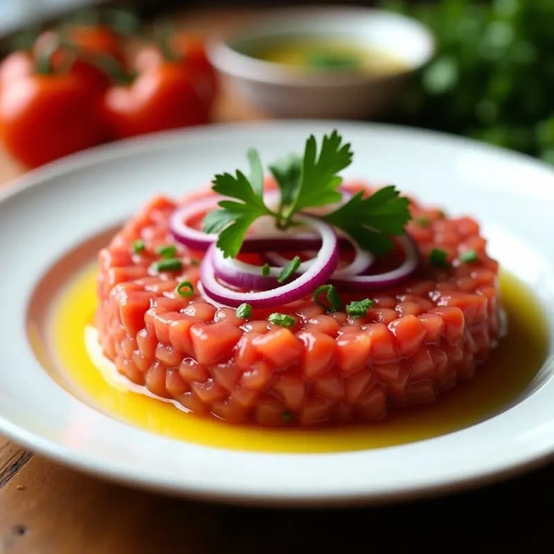 Tartar de Tomate de Árbol y Cebolla Morada con Aceite de Oliva Virgen: Receta Chilena Crudivegana
