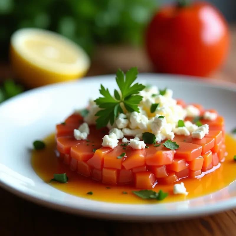 Tartar de Tomate de Árbol y Queso Fresco con Vinagreta de Tamarillo: Receta Ecuatoriana Fresca