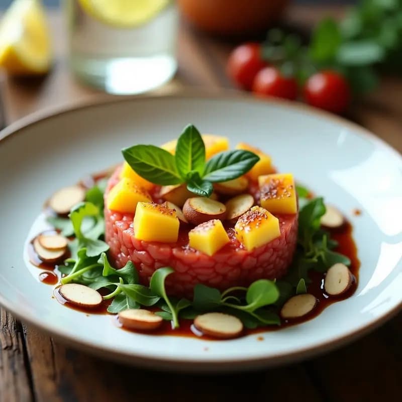 Tartar de Tomate y Melocotón con Albahaca y Vinagre Balsámico: Receta Italiana Crudivegana