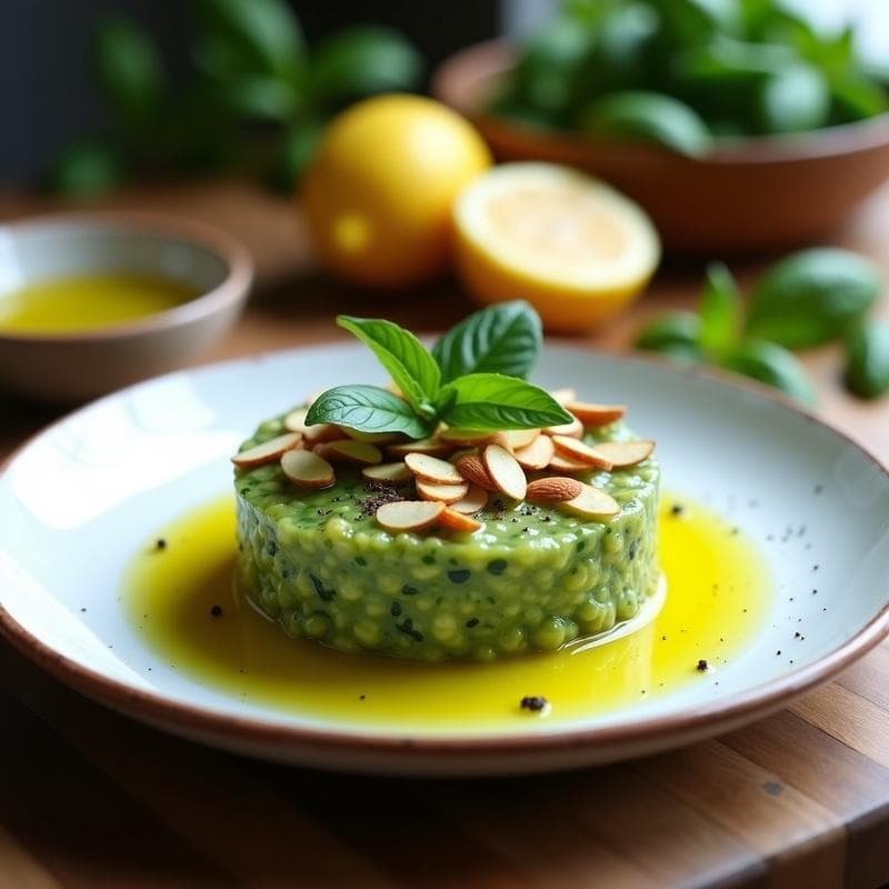 Tartar de Tomate Verde y Albahaca con Aceite de Oliva Picual: Receta Crudivegana Española