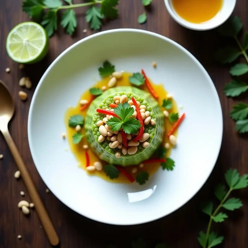 Tartar de Tomate Verde y Cacahuete con Vinagreta de Limón Kaffir: Receta Tailandesa Vegana