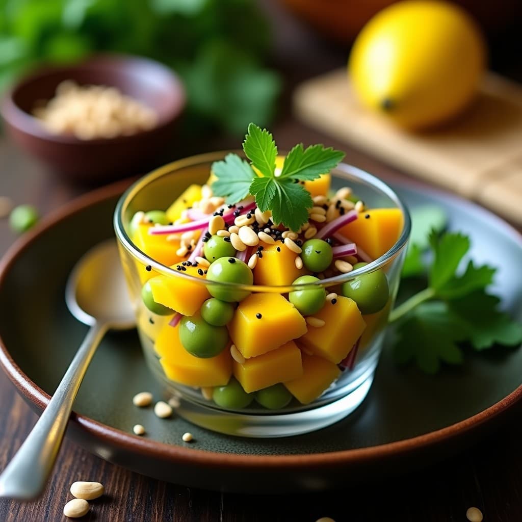 Tartar de Tomate Verde y Mango: Ceviche Vegano con Toque tailandés en 10 Minutos